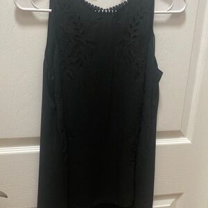 White House Black Market Black Embroidered Sleeveless Camisole